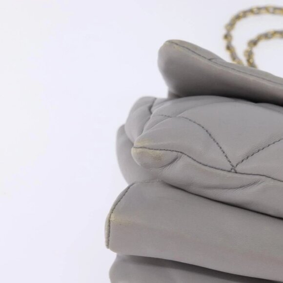 Salvatore Ferragamo Chain Vala Shoulder Bag Leather Gray Gold Auth 147515 - Picture 2 of 16